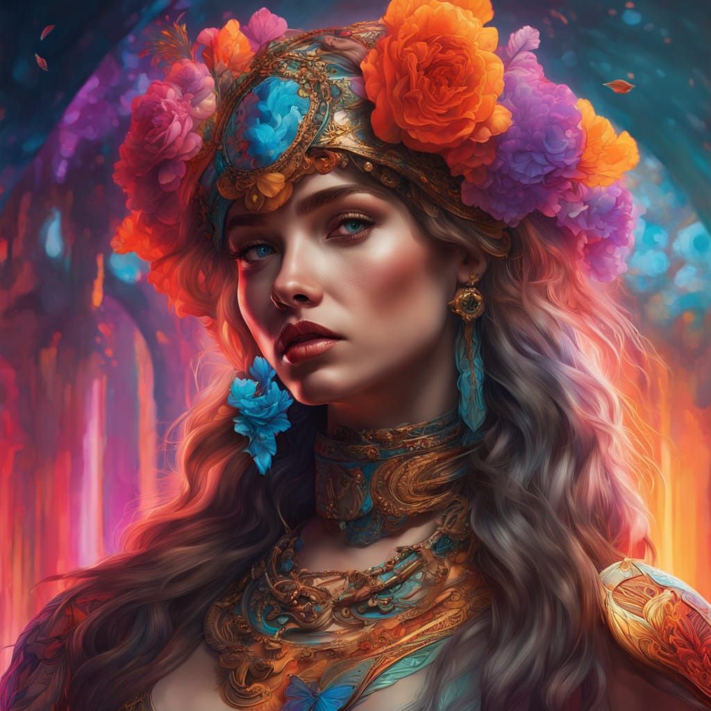 Dynamic Concept Art Portrait with Vibrant Background