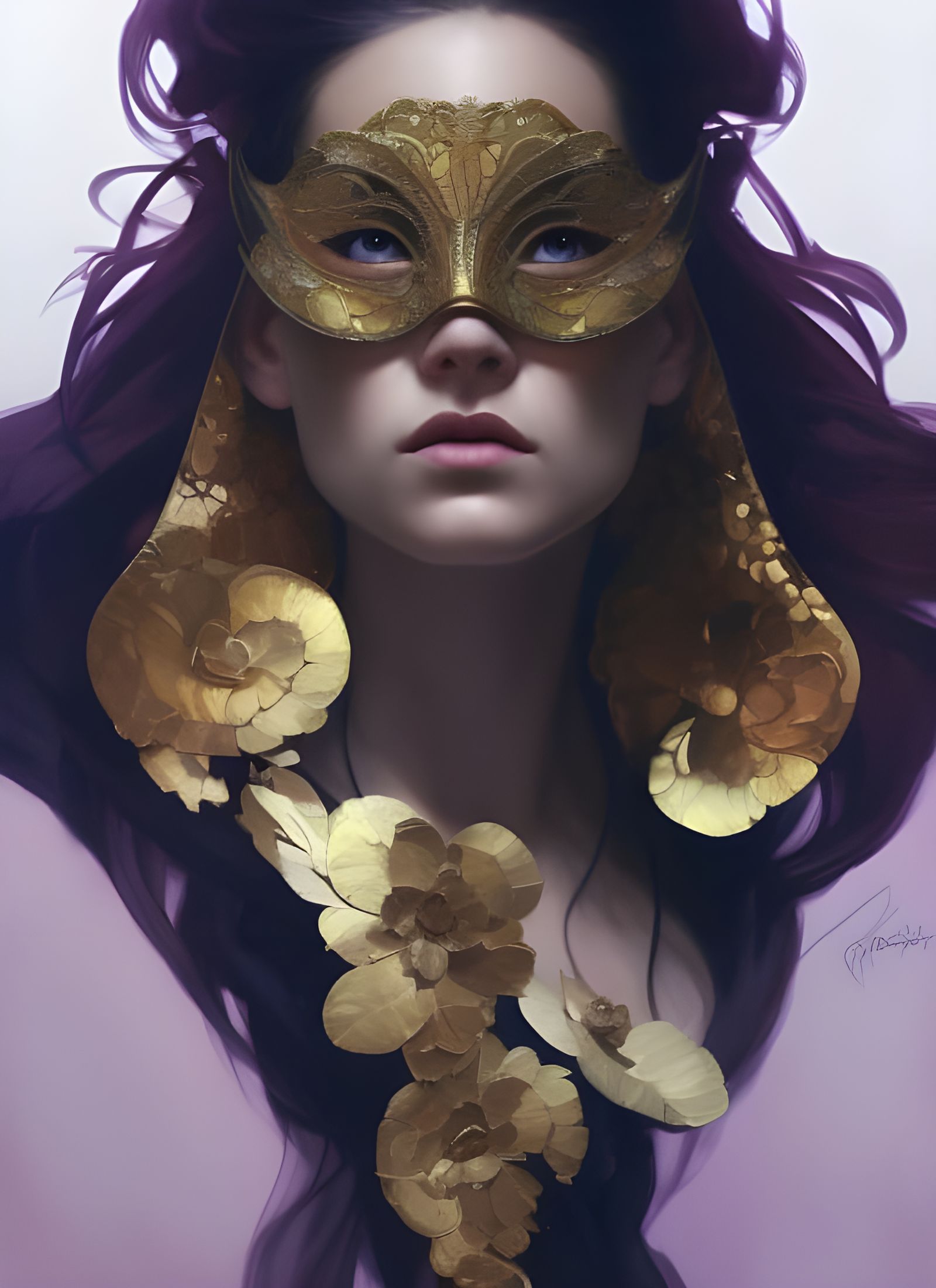 Detailed Masquerade Portrait in Kinetic Pointillism