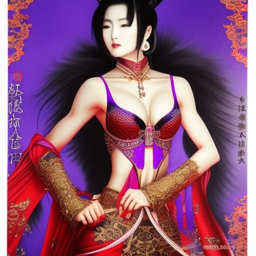 Stunning Chinese Woman Portrait with Dripping Ink