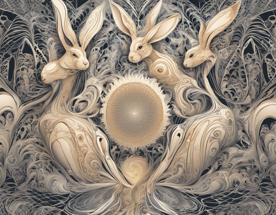Hyperdimensional Rabbits in Abstract Fractal Art