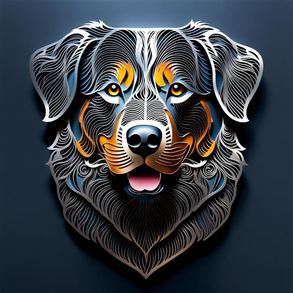 Filigree Metal Bernese Mountain Dog: Photorealistic Illustra...