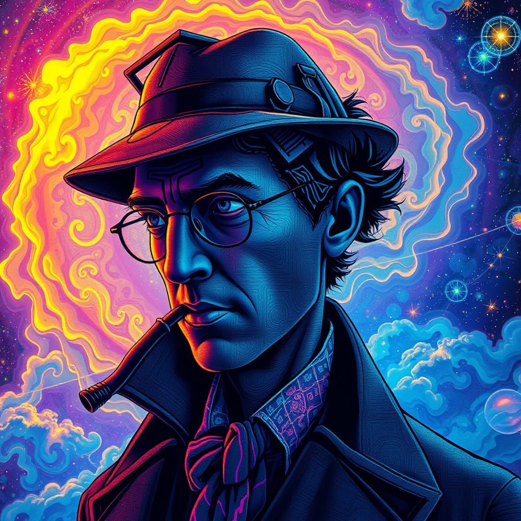 Sherlock Holmes in Cosmic Astral Illustration