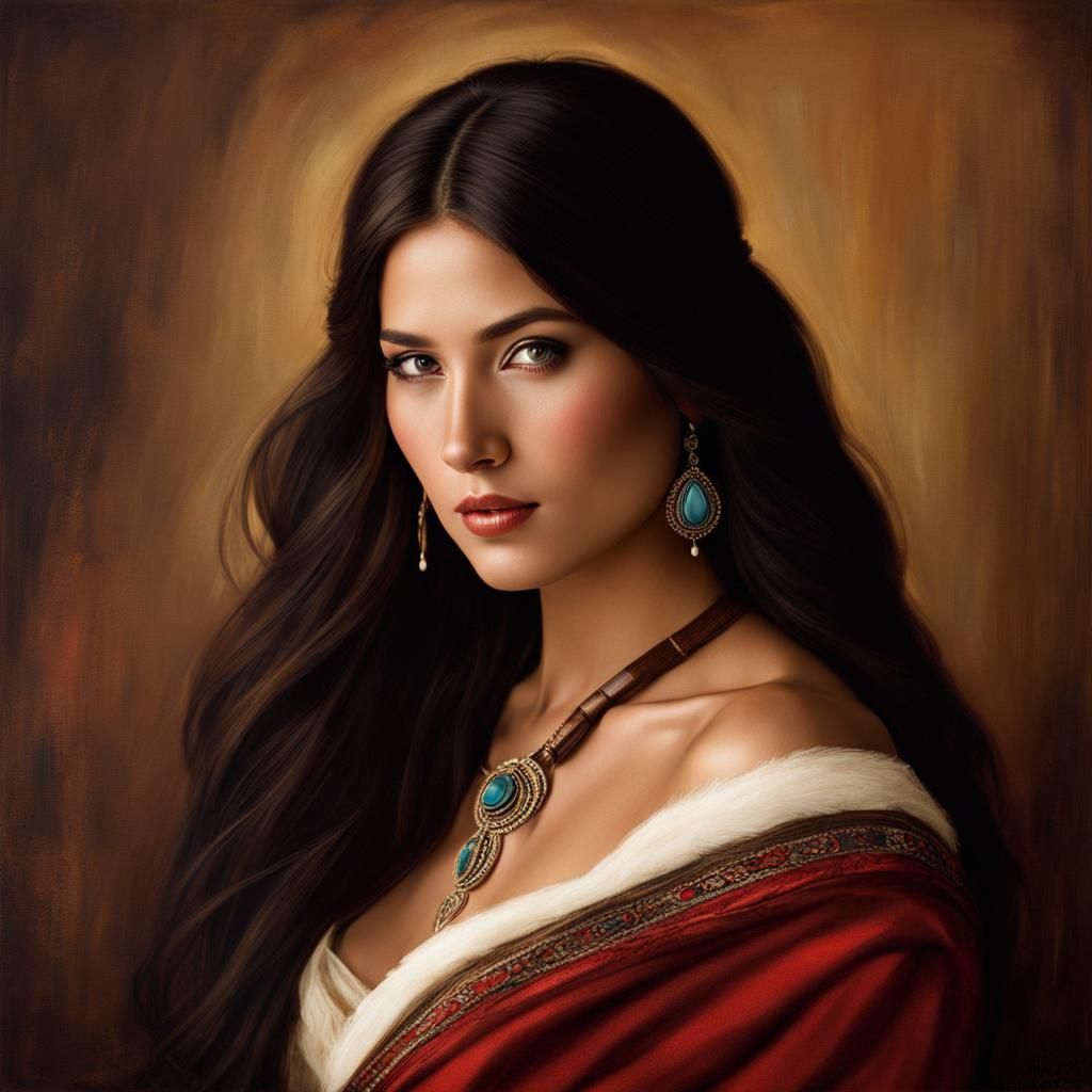 Ethereal Portrait: Native American Woman with Newborn