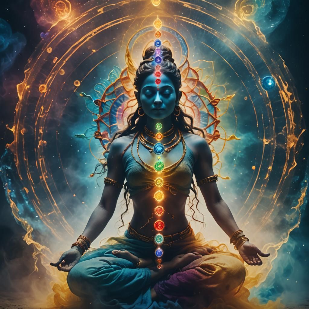 Mystic Chakras in Dynamic Motion: Cinematic Still