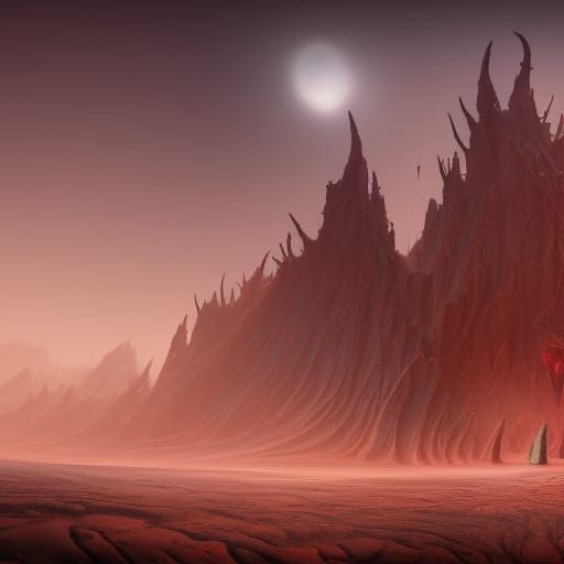 Demonic Eldritch Desert: Detailed Matte Painting