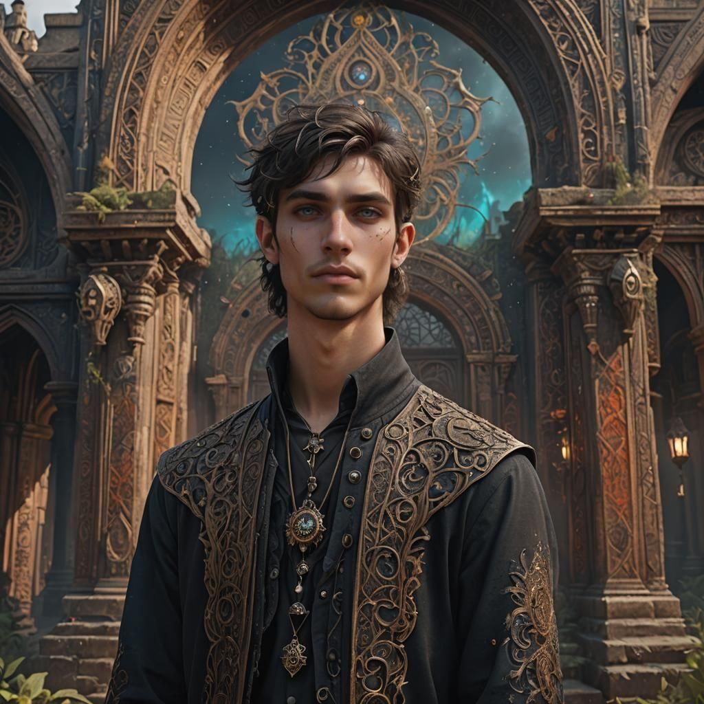 Boho Goth Man: Detailed Matte Painting