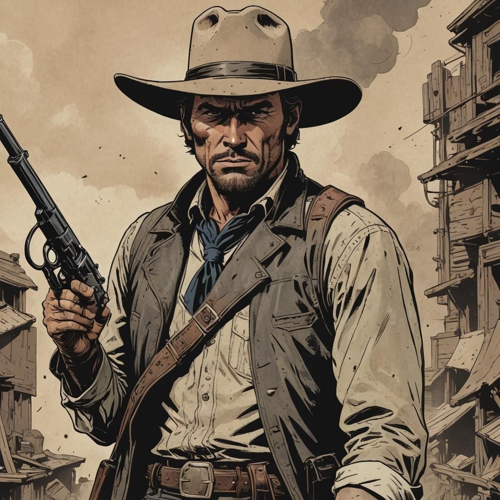 Comic Book Gunslinger in Bronze Age Style