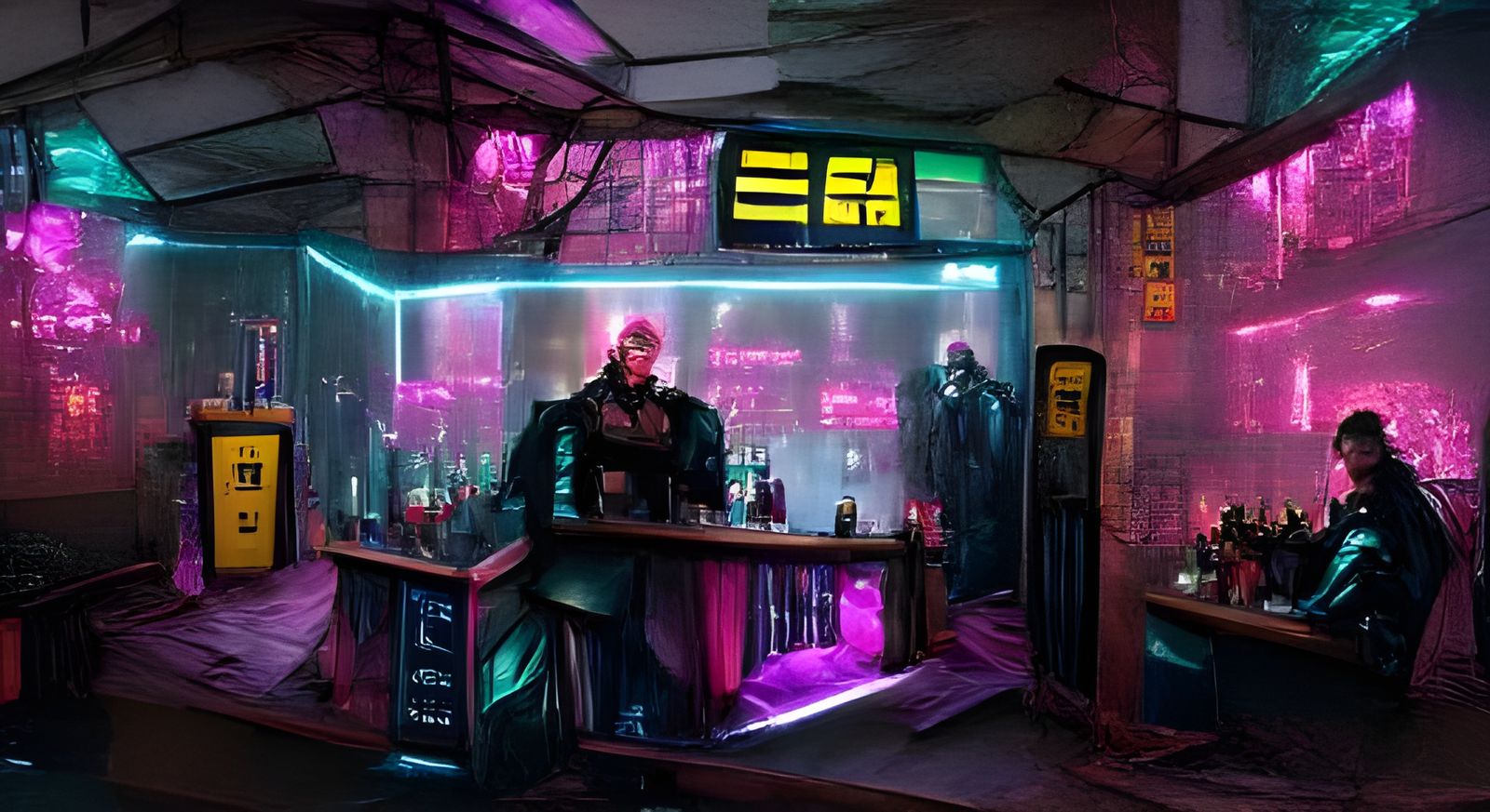 Vibrant Cyberpunk Bar Scene