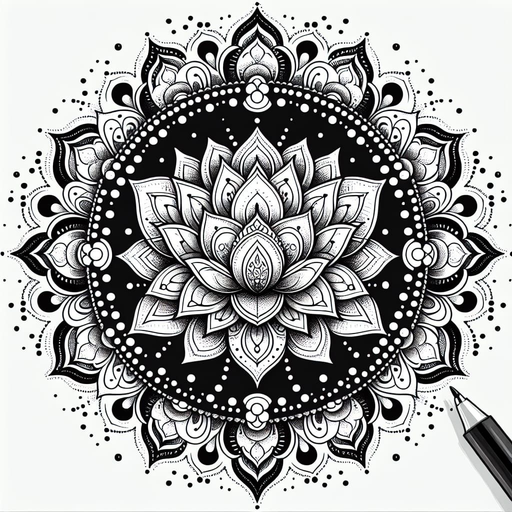 Ornate Lotus Flower Mandala Illustration