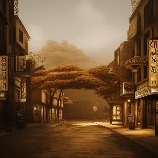 Sepia-Toned Antique Car in Anime Style