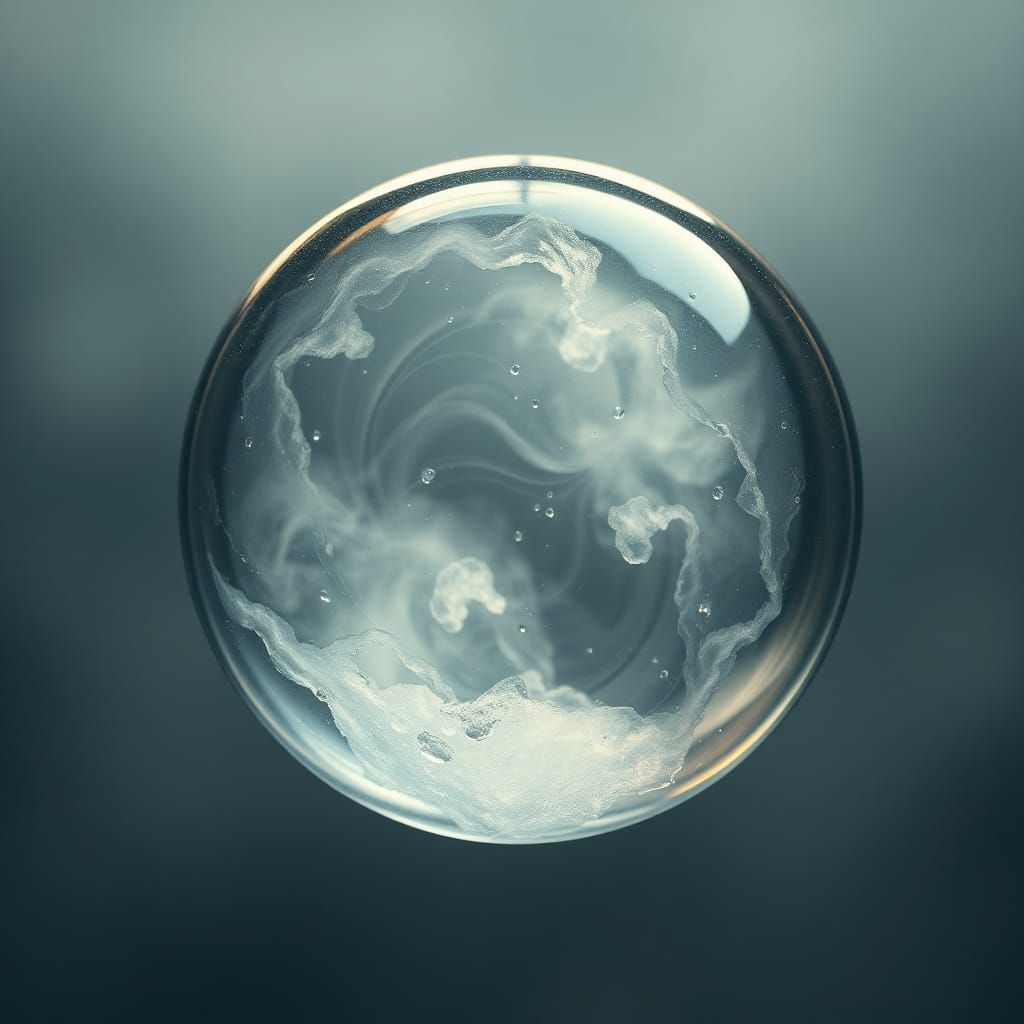 Mystical Glass Bubble with Swirling Condensation in HDR