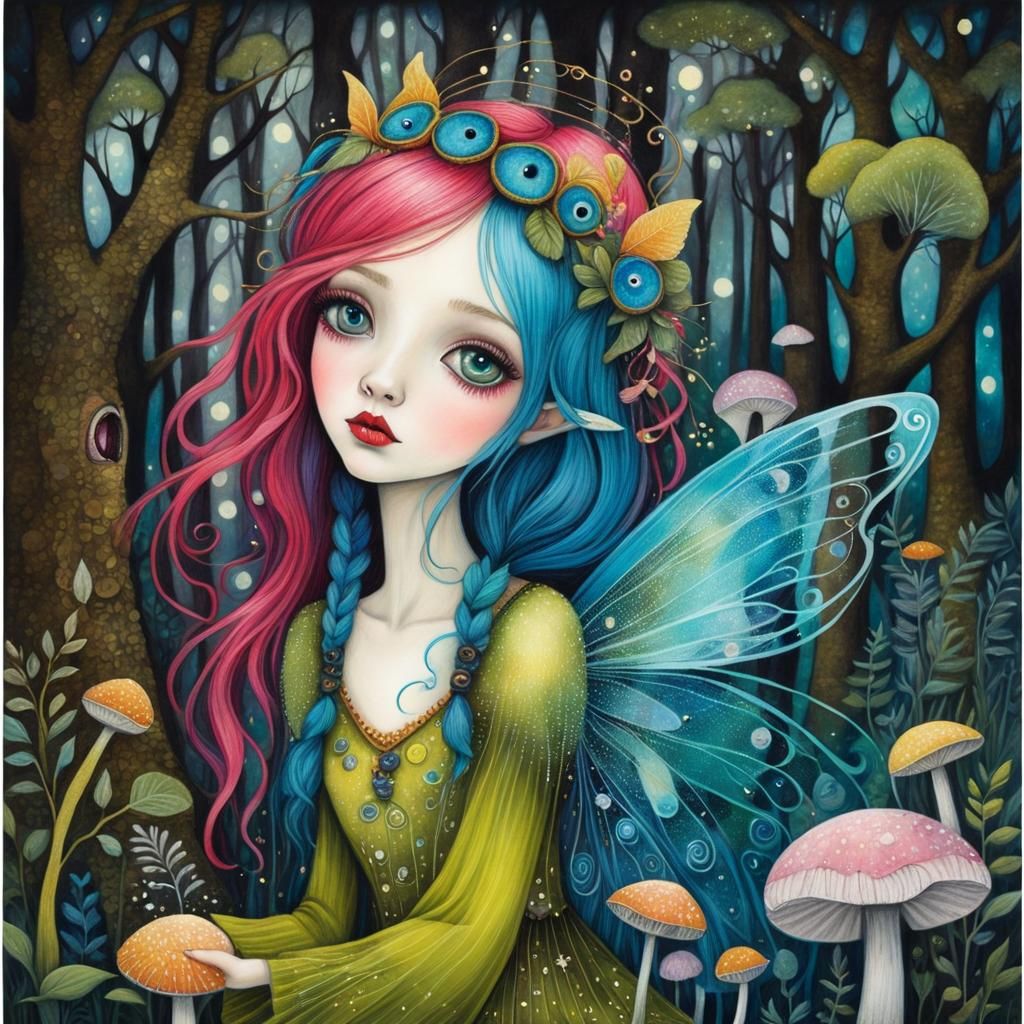 Magical Fairy in Forest: Whimsical Surrealism Art