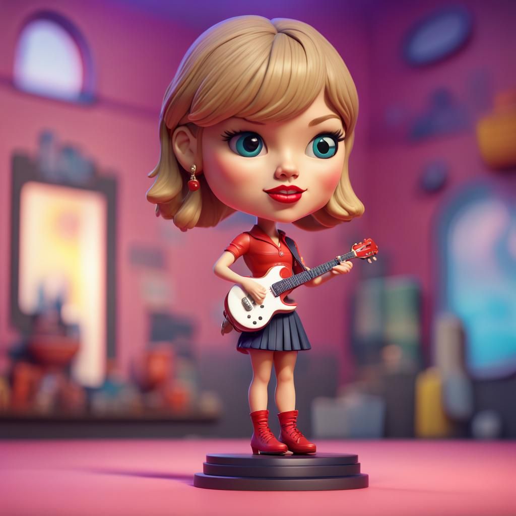 Taylor Swift Bobblehead: 3D Digital Art