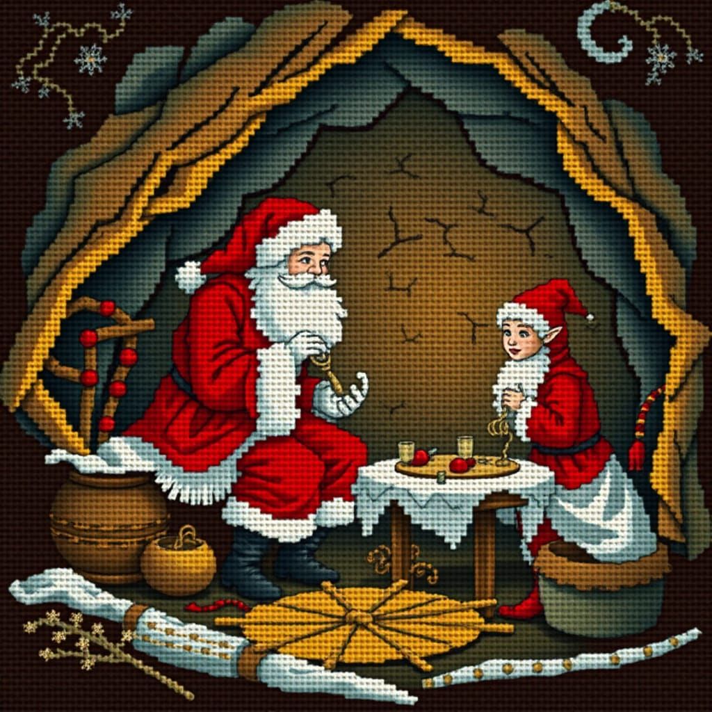 Santa's Workshop: Needlepoint Cave Art