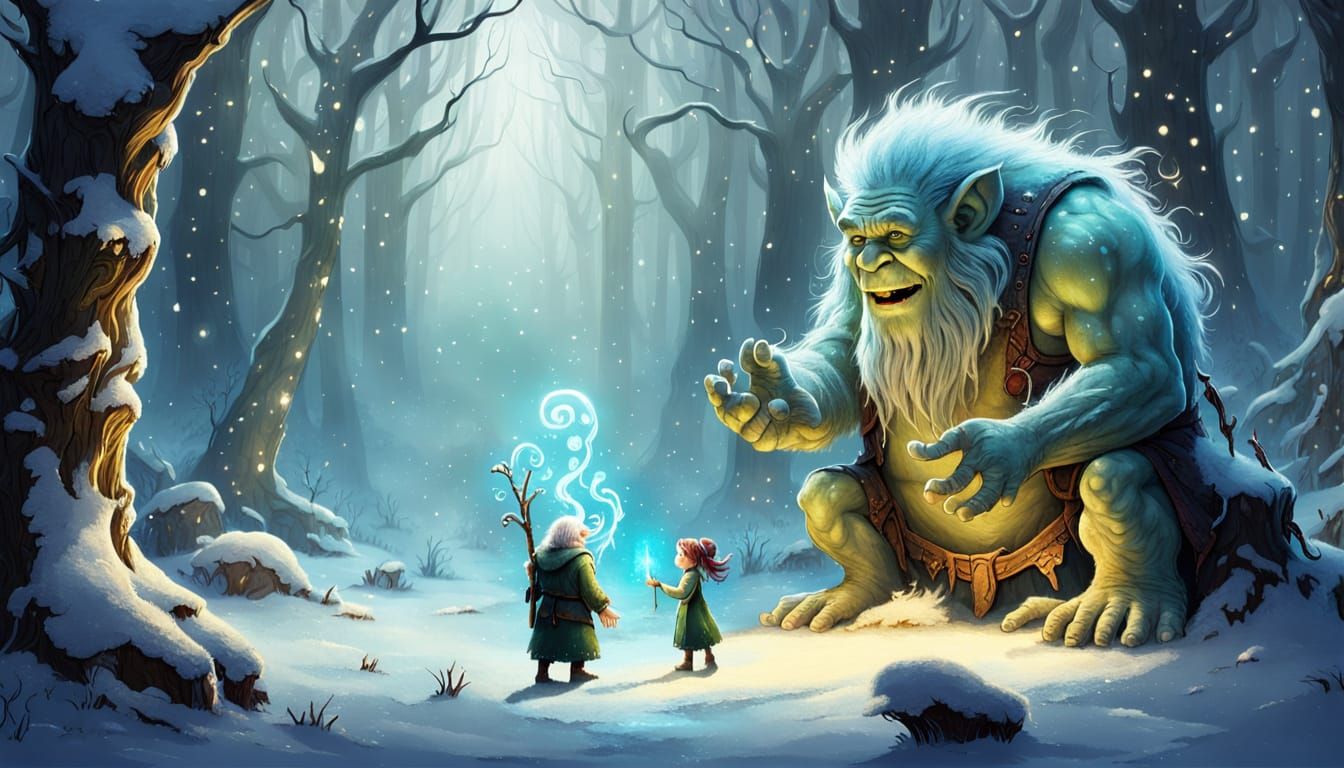 The Troll in a Fantasy Winterscape