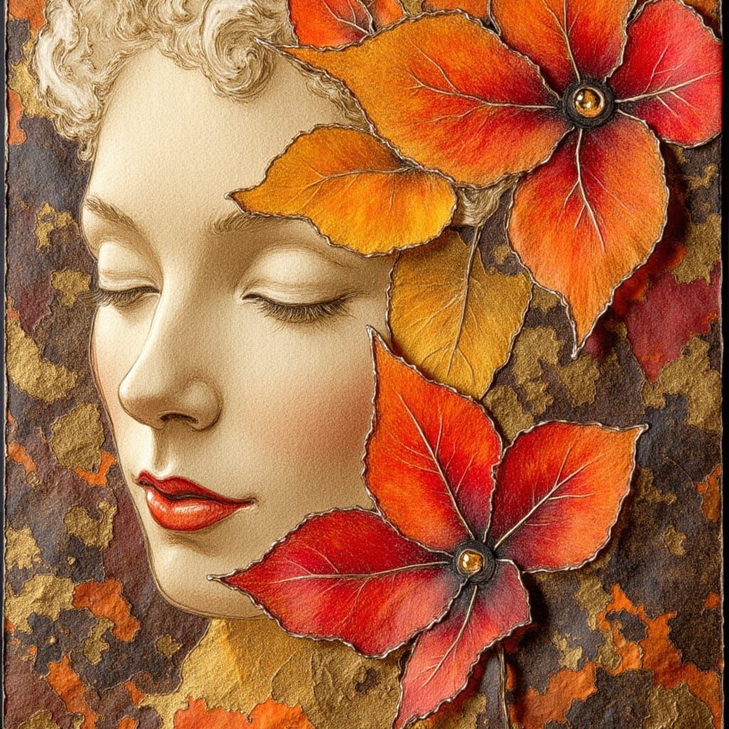 Abstract Papercraft Art in Autumn Colors