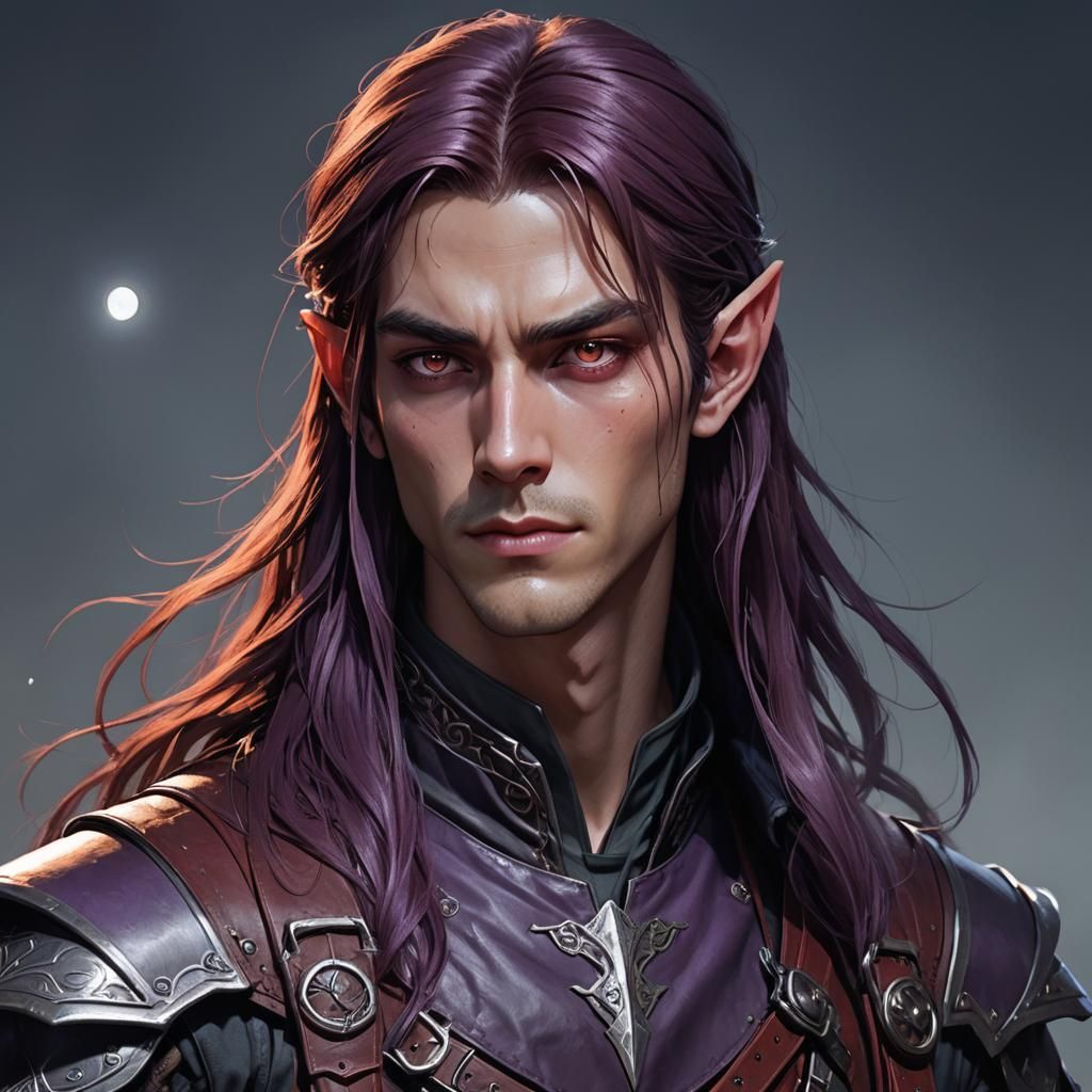 Ethereal Elven Warrior in Vibrant Moonlit Portrait