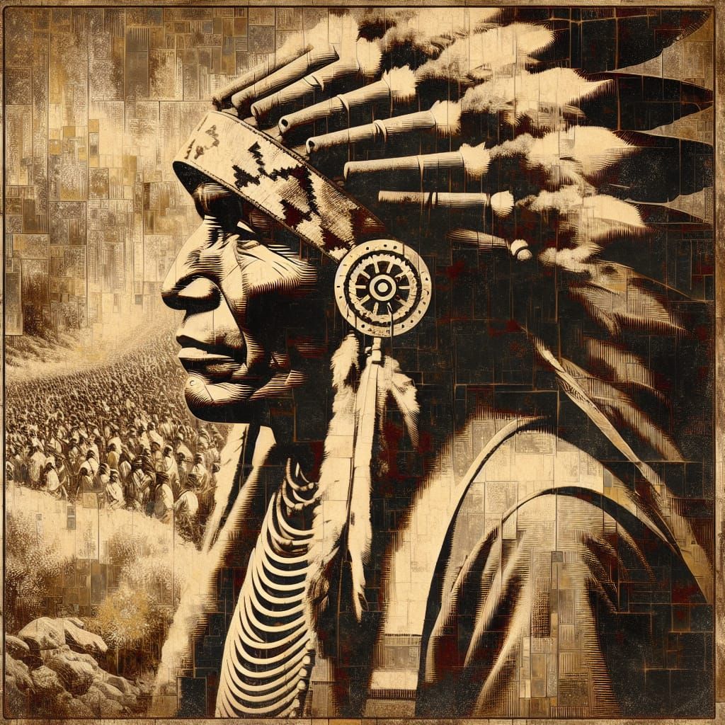 Striking Indigenous American Portrait in Samikshavad Style