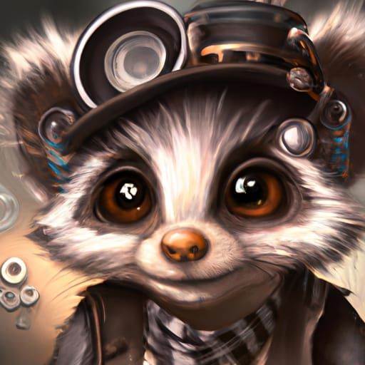 Steampunk Baby Skunk Portrait in 3D Digital Art
