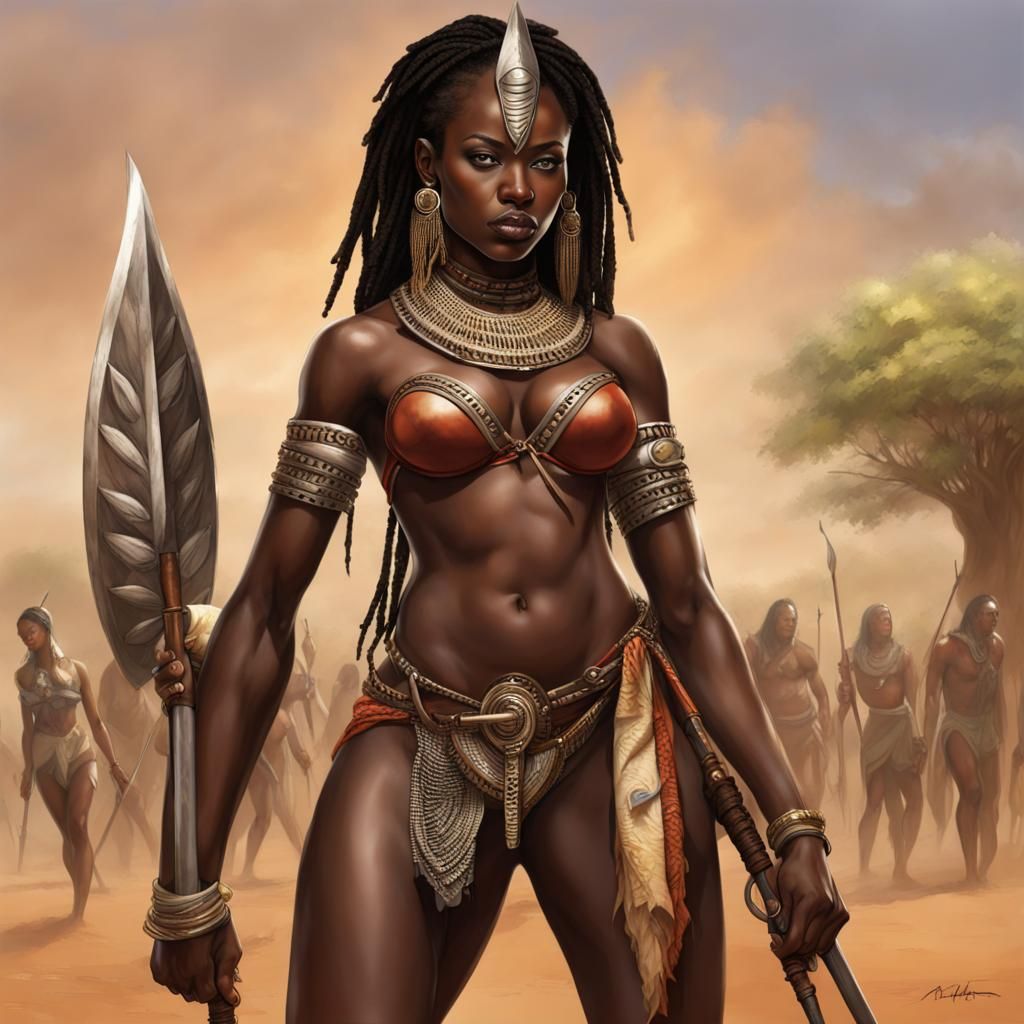 Powerful African Warrior Woman in Fantasy Bikini