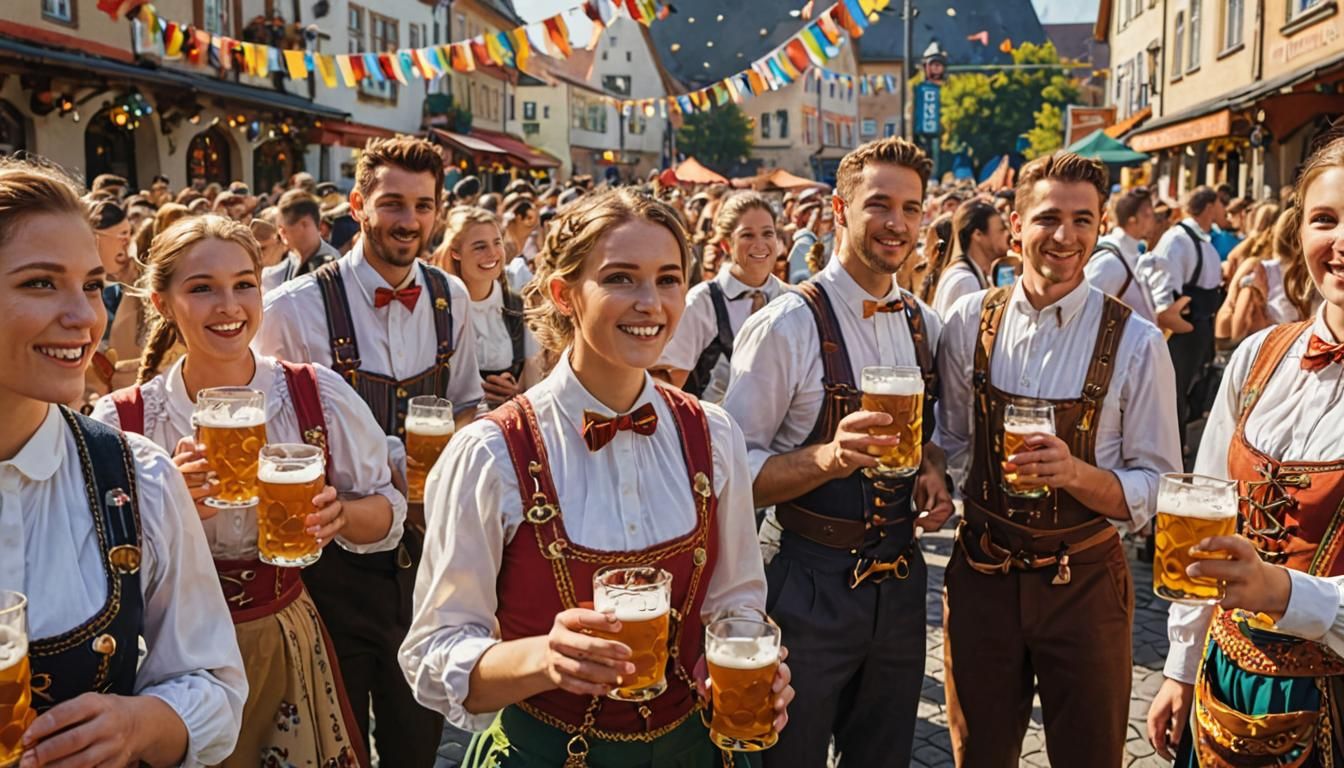 Oktoberfest Parade: Bavarian Revelry in Fauvist Oil Painting