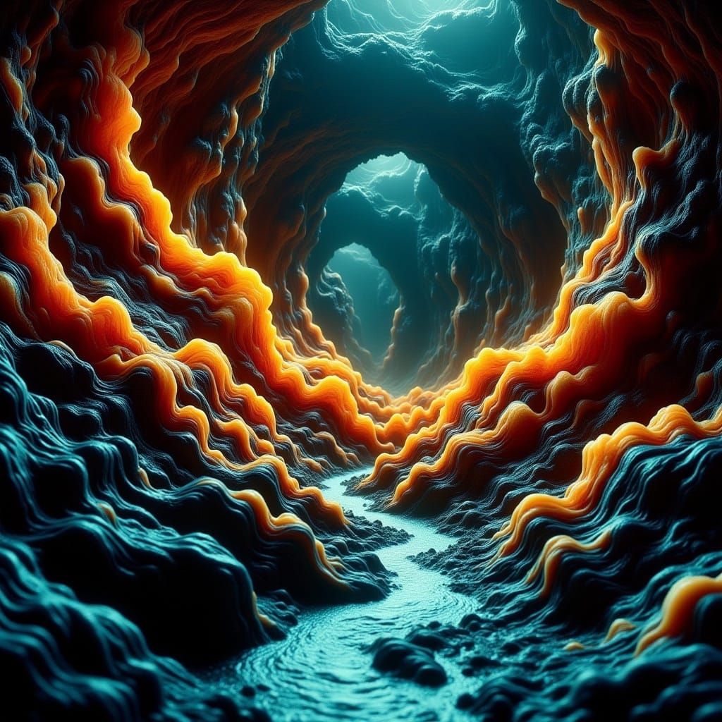 Biomechanical Fusion in Giger Style with Fluorescent Colors