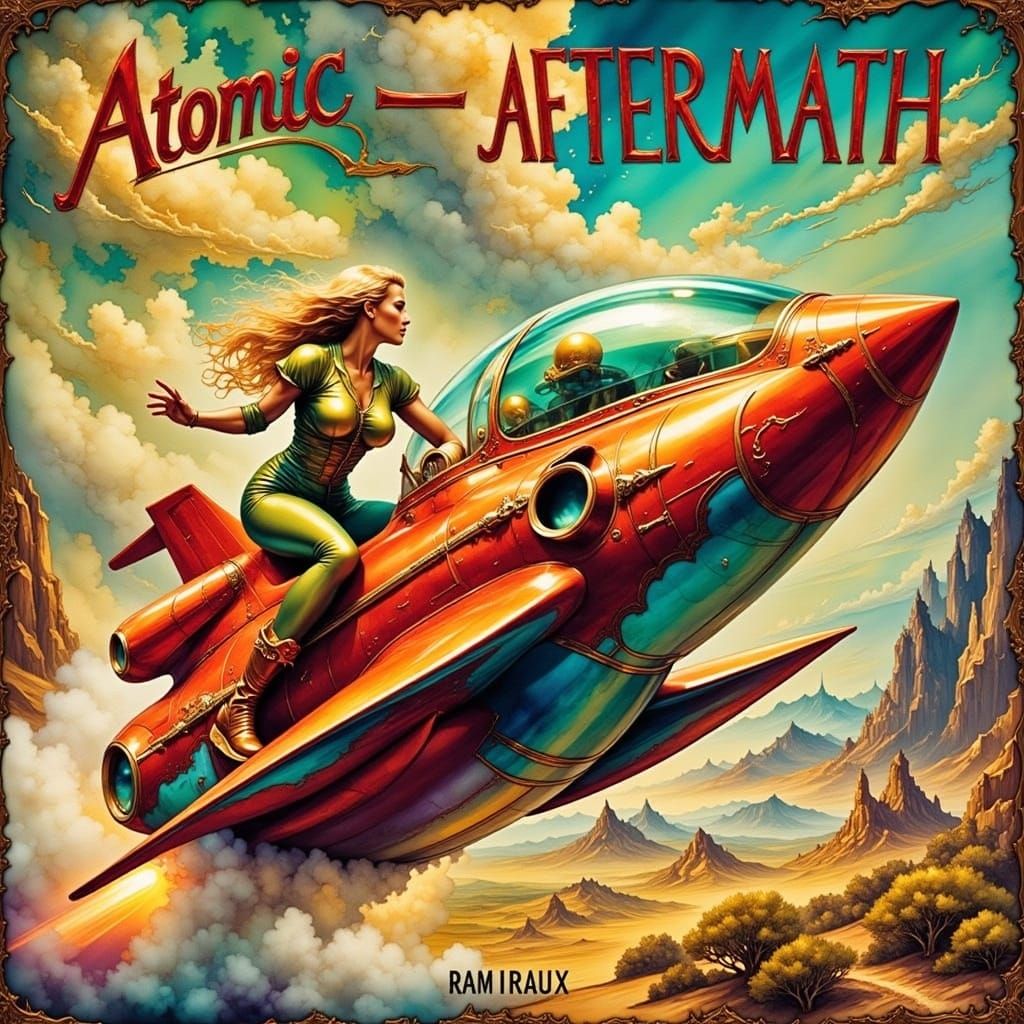 Retro-Futuristic Rocket Soars Through Desert Skies