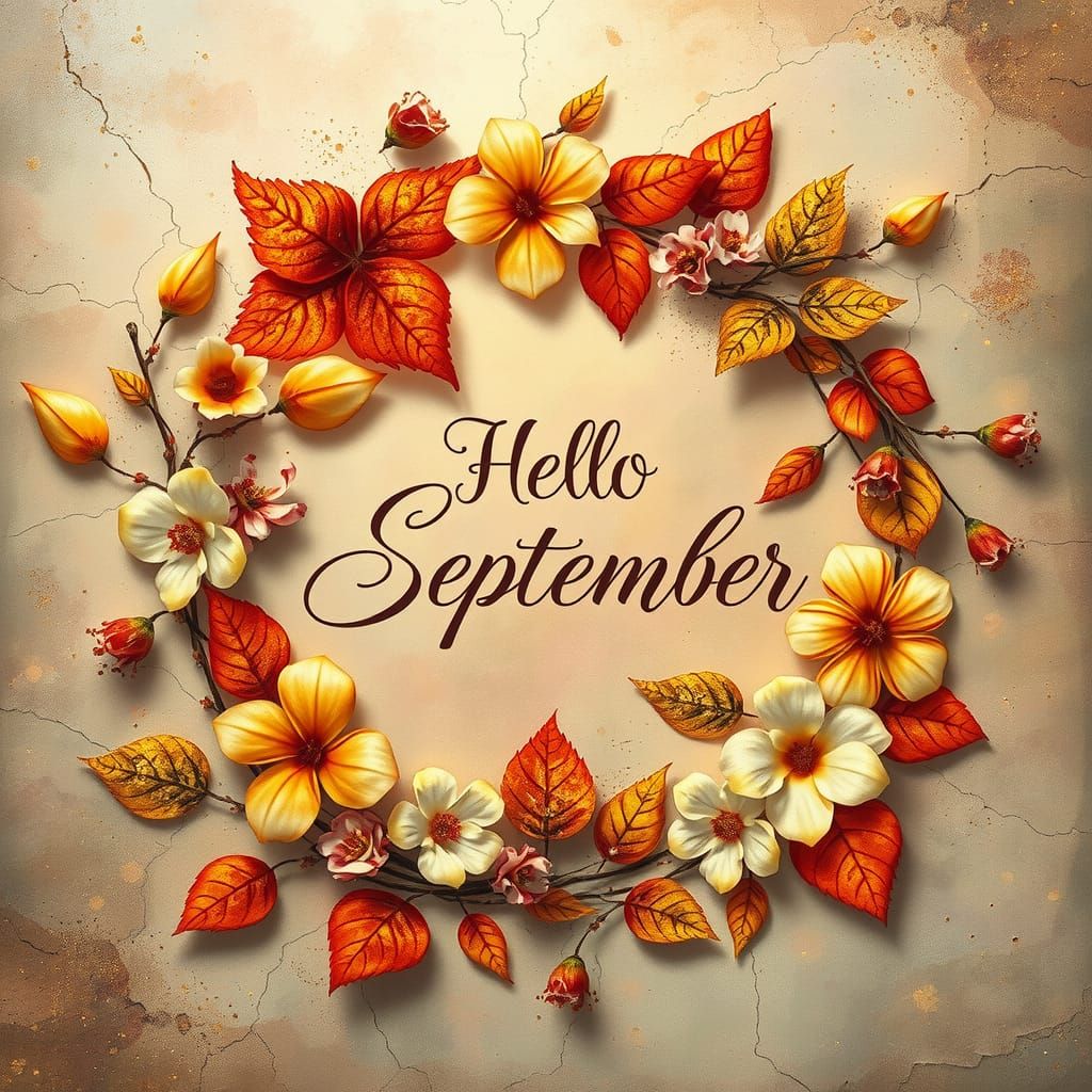 Autumn Leaves and Flowers in Watercolor