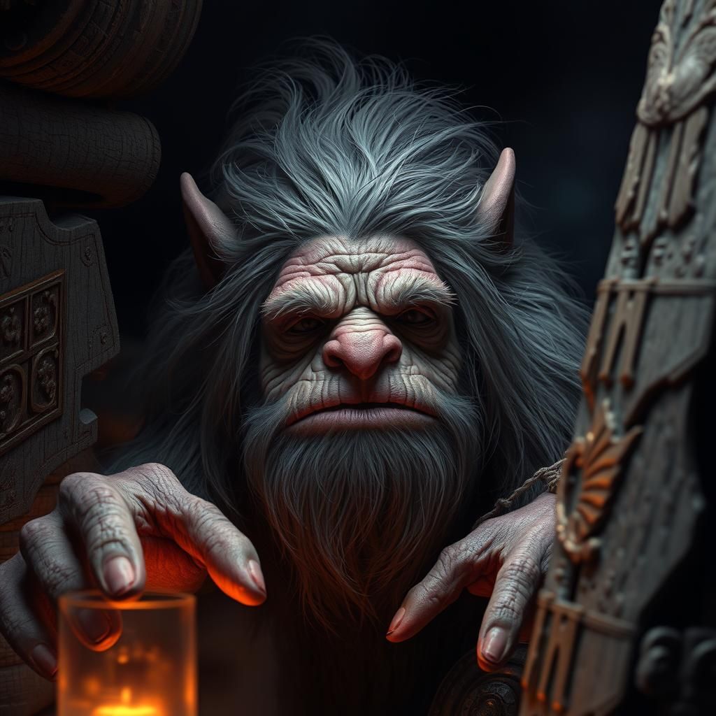 Norwegian House Troll Digital Illustration in Brian Froud St...