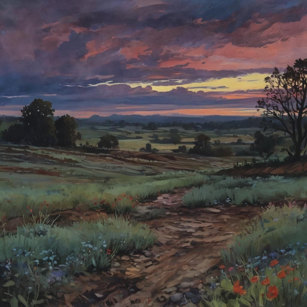 Poisoned Farmlands: An Impressionist Gouache Masterpiece