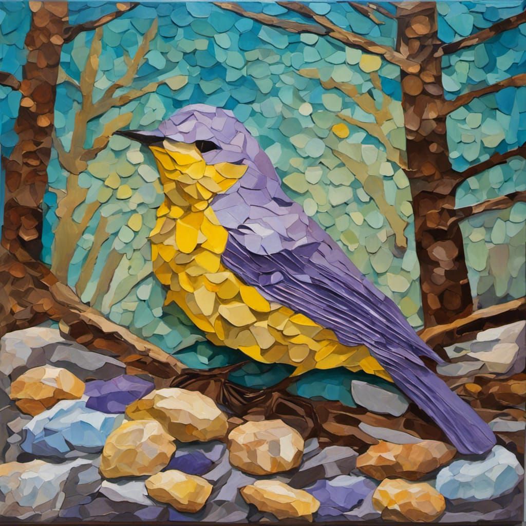 Pine Forest Floor Collage in Expressionist Style