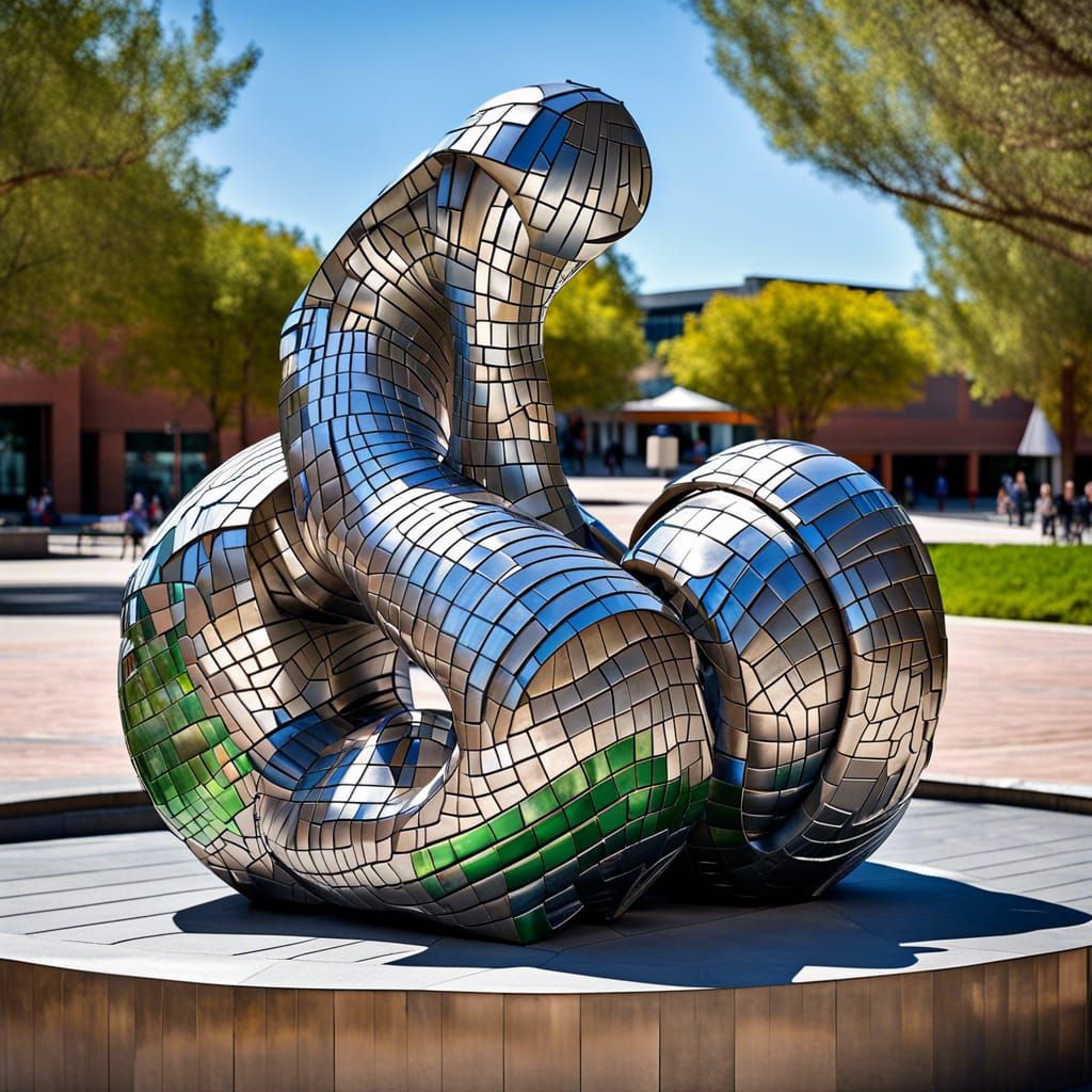 Recycled Can Sculpture in Organic Modernist Style