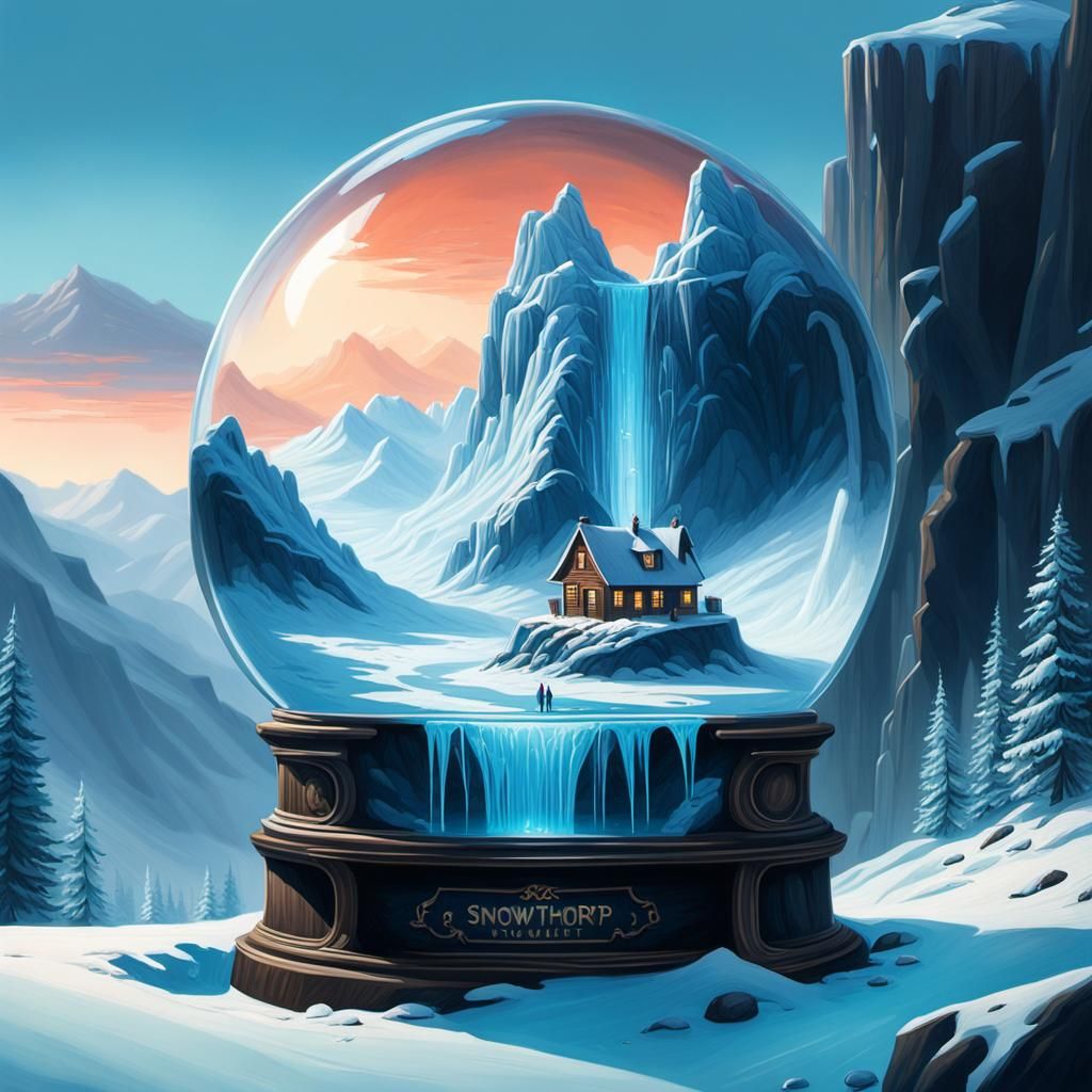 Surreal Snowglobe Portal in a Majestic Valley Biome