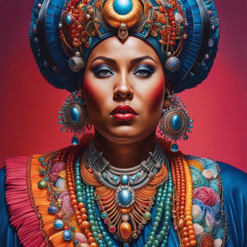 Hyperrealistic Portrait: Woman in Futuristic Jewelry
