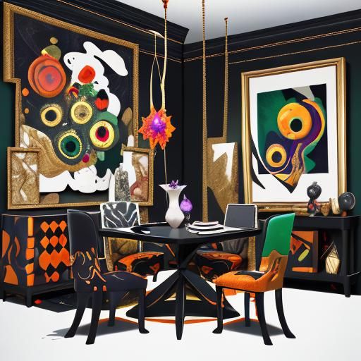 Eclectic Dining Room with Art Deco Flair