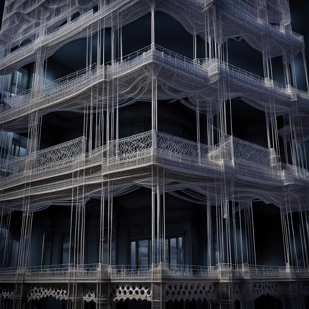 Architectural Marvel: Building Made of Strings in HDR