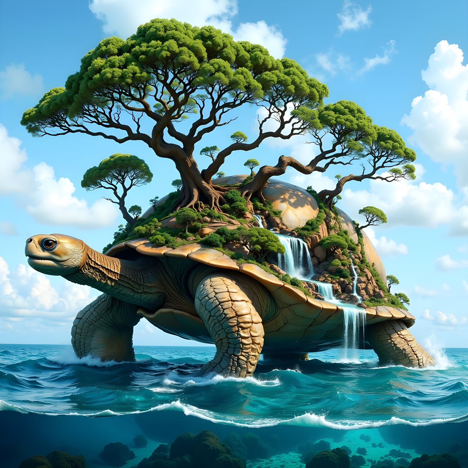 Ancient Tortoise on a Tropical Island
