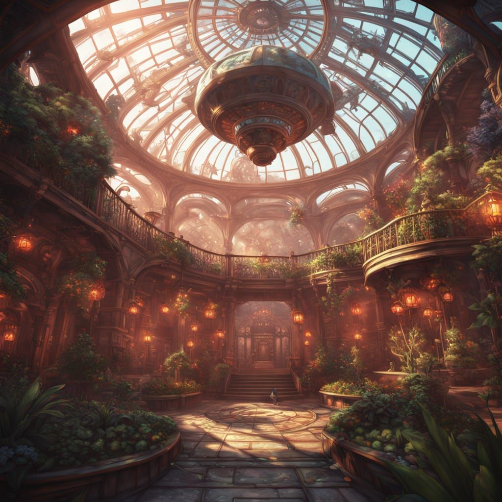 Clockwork Automaton Tends Alien Garden in Martian Biodome