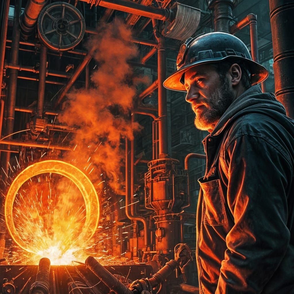 Steel Plant: Fiery Glow of Molten Steel