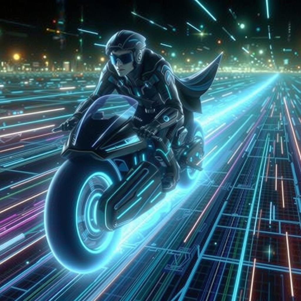 Tron-Style Pop Wizard on Neon Highway