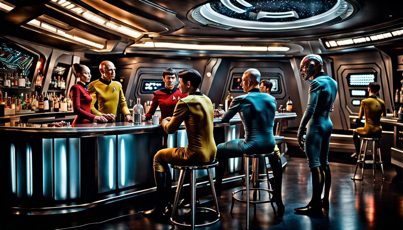 Star Trek: Human and Aliens in Spacecraft Bar