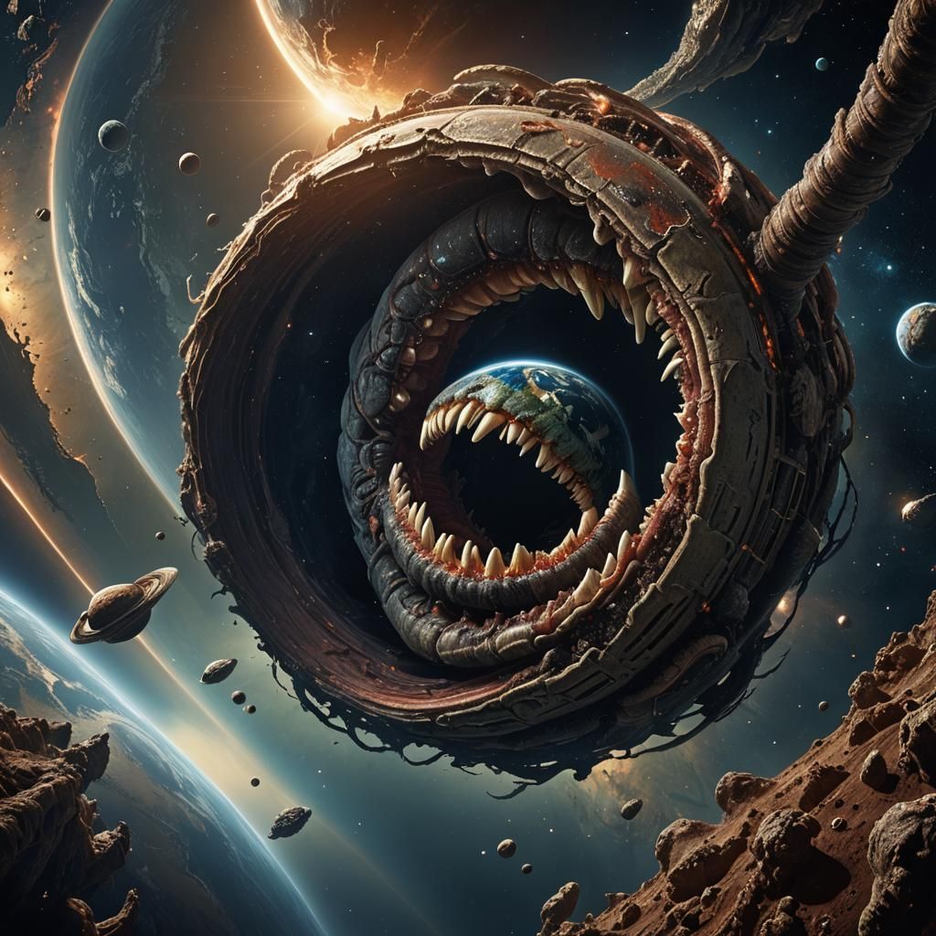 Earth and Cosmic Worm: Dark Fantasy Concept Art