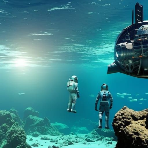 Astronauts on the bottom of the sea