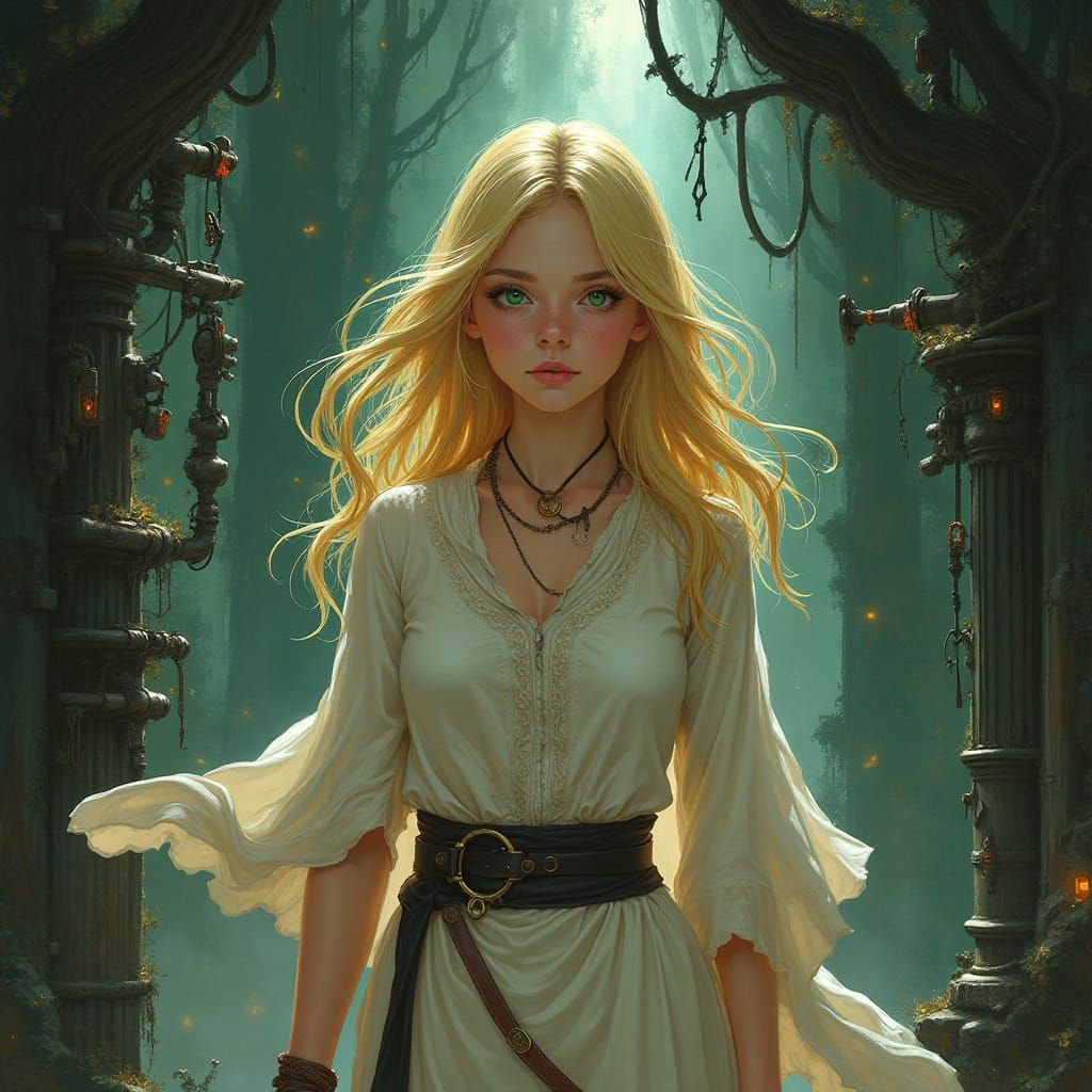 Fantasy Female in Arcane-Inspired Steampunk Noir Style