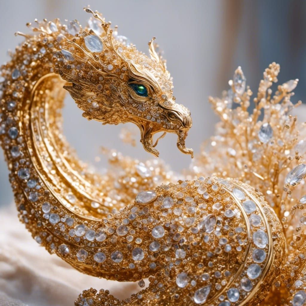 Jeweled Golden Cobra with Diamonds