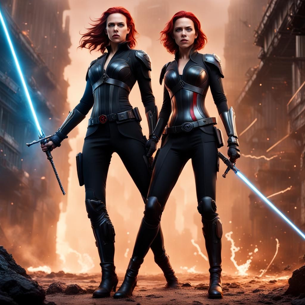 Female Warriors Duel in Detailed Matte Painting