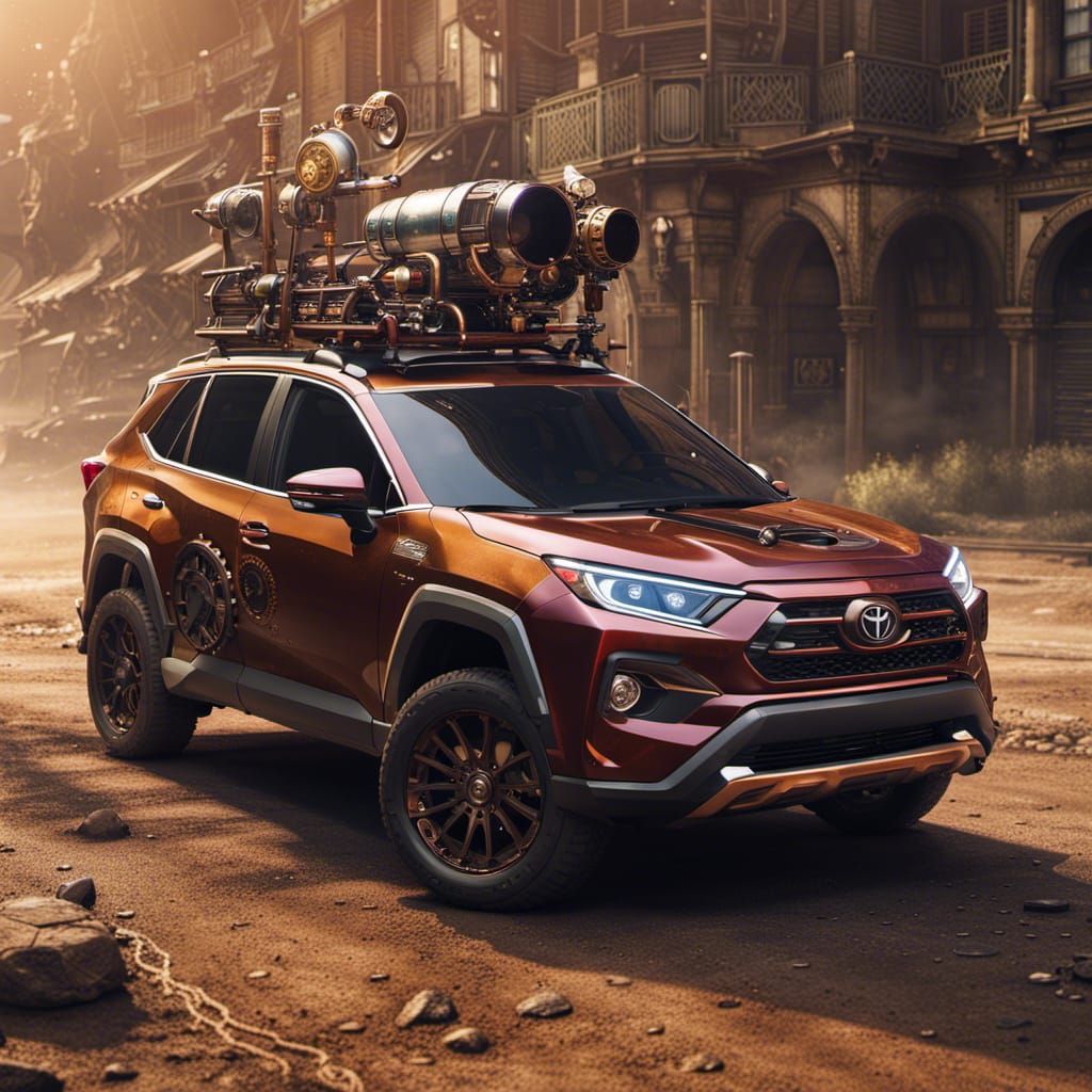 Steampunk Toyota RAV4: Detailed Matte Painting