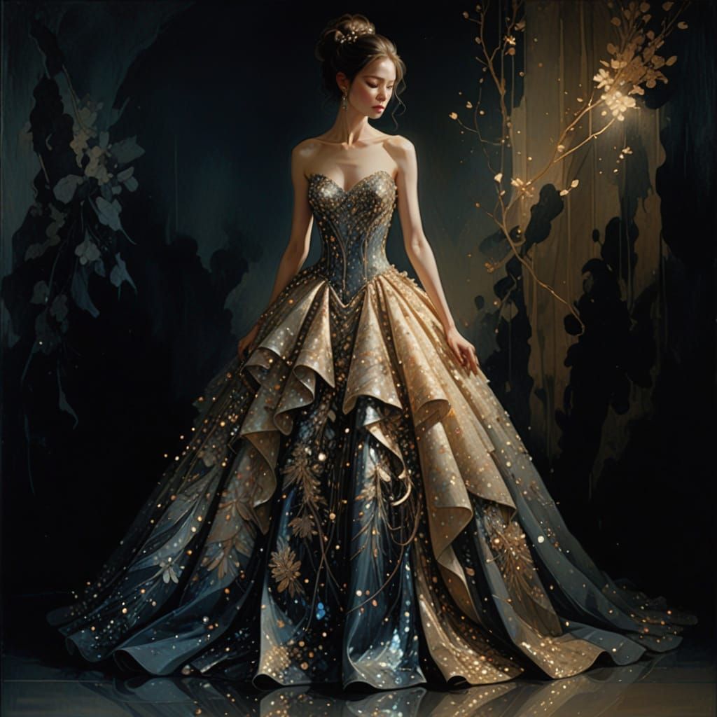 Elegant Sequined Gown in Soft Focus