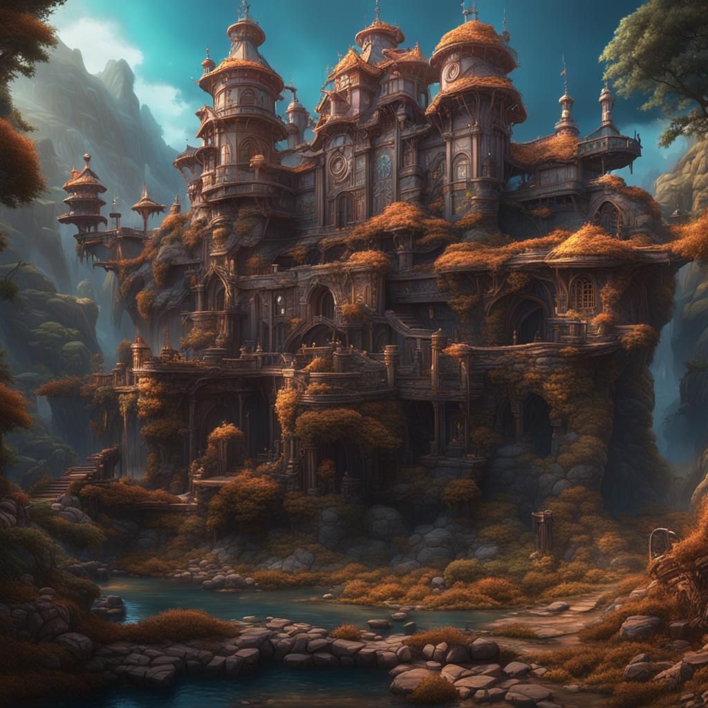 Fantastical Cottage in Detailed Matte Painting Style
