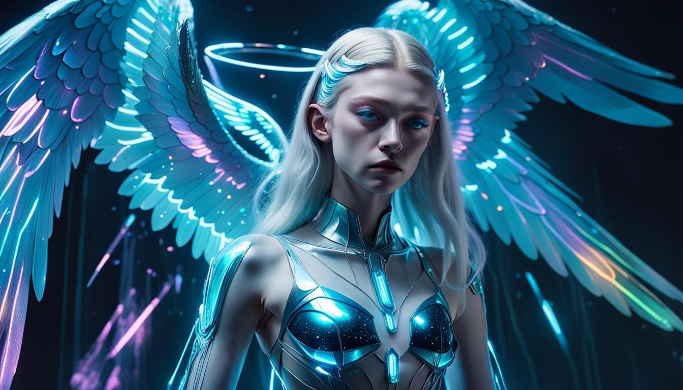 Hunter Schafer as Ethereal Blue Angel Goddess